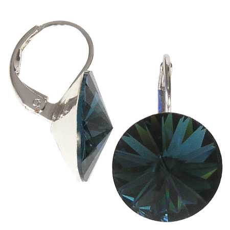 12mm Ohrringe mit Swarovski Kristall in der Farbe Montana Blau