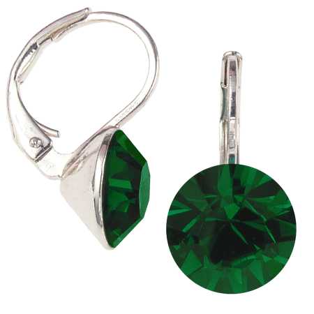 8mm Ohrringe mit Swarovski Kristall in der Farbe Dunkles Moos Grün