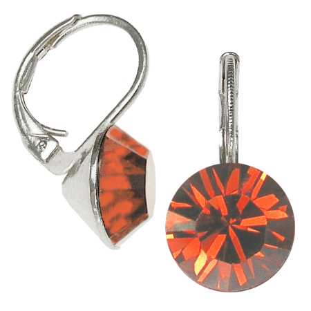 8mm Ohrringe mit Swarovski Kristall in der Farbe Scharlachrot