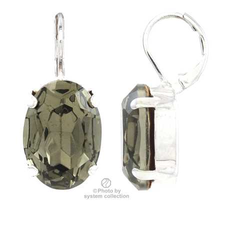 Ohrringe Vintage Böhmisches Glas: Grau