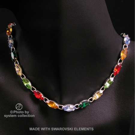 Navette Kette mit Swarovski Kristall: Vielfarben