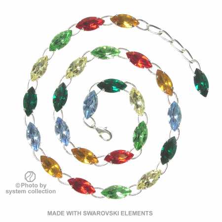 Navette Kette mit Swarovski Kristall: Vielfarben