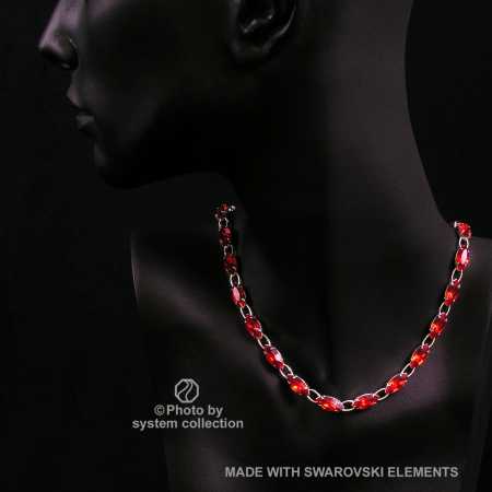 Navette Kette mit Swarovski Kristall: Siam Hell Rot