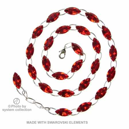 Navette Kette mit Swarovski Kristall: Siam Hell Rot