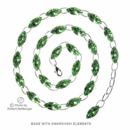 Navette Kette mit Swarovski Kristall: Peridot Grün