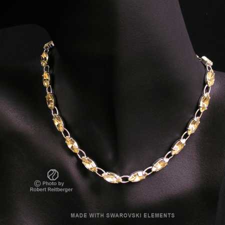 Navette Kette mit Swarovski Kristall: Narzisse Gelb