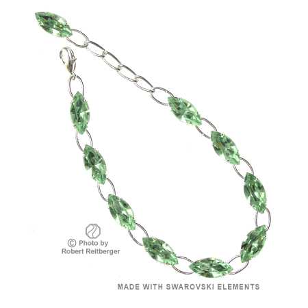 Armband mit Navette Swarovski Kristall Farbe: Peridot Grün