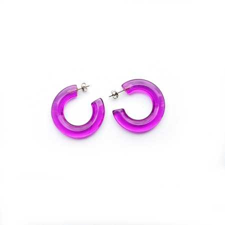 80er Modeschmuck Violett Plexi Creolen