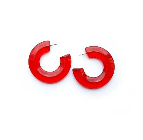 80er Modeschmuck  Plexi Creolen Rot