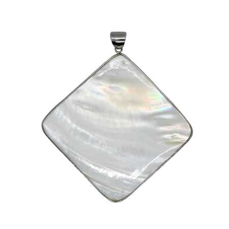 Perlmutt Anhänger Quadratisch in Metallrahmen eingefasst
