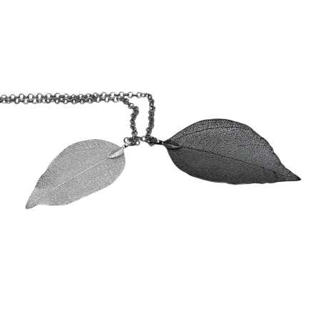 Silber- und Schwarze Blatt Kette aus einem echten Blatt