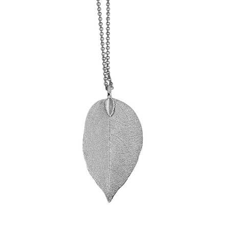 Silberfarbige Blatt Kette aus einem echten Blatt