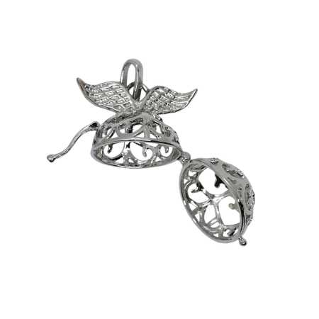 Silberfarbiger Anhänger mit Flügeln zum Steine auswechseln