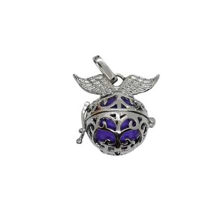 Silberfarbiger Anhänger mit Flügeln zum Steine auswechseln