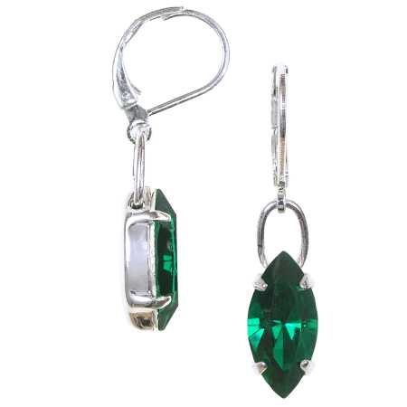 Ohrhänger mit Navette Swarovski Kristallen Farbe Smaragd grün