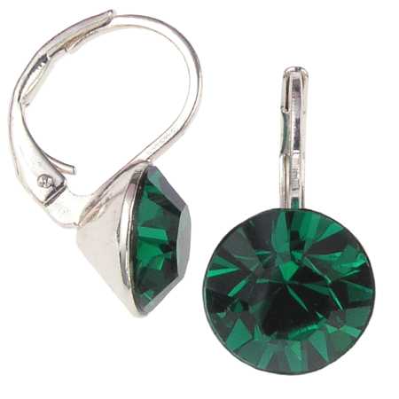 8mm Ohrringe mit Swarovski Kristall in der Farbe Smaragd Grün