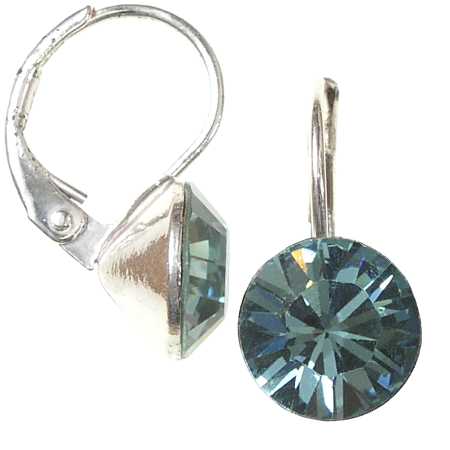 8mm Ohrringe mit Swarovski Kristall in der Farbe Indien Saphir Blau