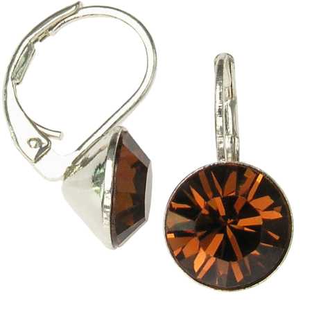 8mm Ohrringe mit Swarovski Kristall in der Farbe: Rauch Topas Braun