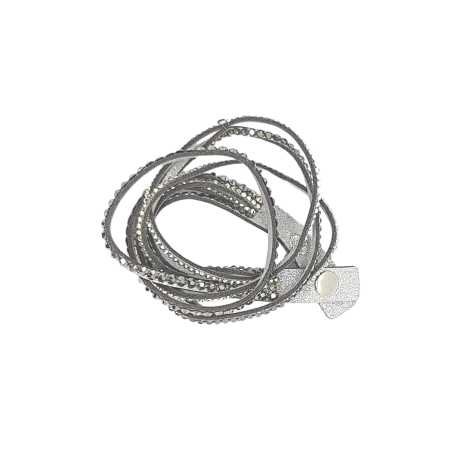 4 teiliges Leder Armband Silberton