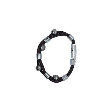 Leder Metall Armband Schwarz