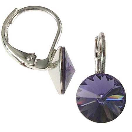 8mm Ohrringe mit Swarovski Kristall in der Farbe Tansanit Violett