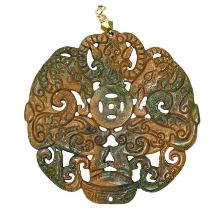 Braune Kette mit Glücks Drachen Amulett 2