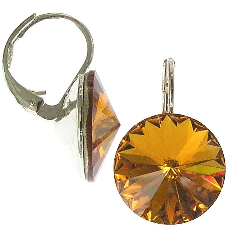 12mm Ohrringe mit Swarovski Kristall in der Farbe Topas Braun