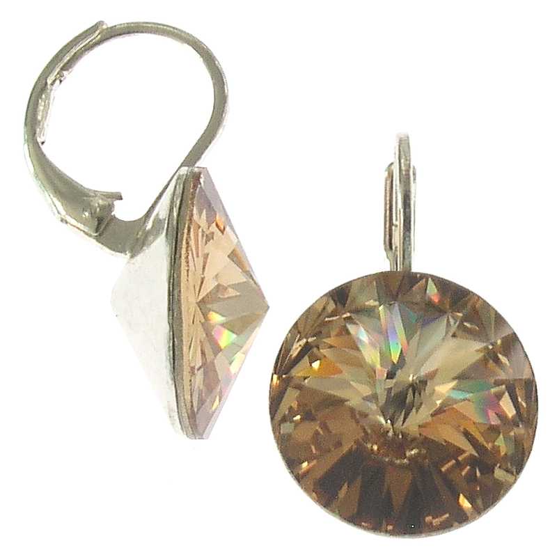 12mm Ohrringe mit Swarovski Kristall Colorado Topas Hell