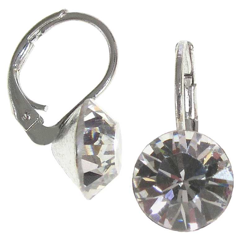 8mm Ohrringe mit Swarovski Kristall in der Farbe Schatten Kristall Grau Transparent