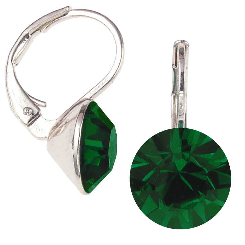 8mm Ohrringe mit Swarovski Kristall in der Farbe Dunkles Moos Grün