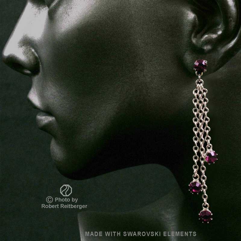 Ohrhänger mit 4 Swarovski Kristallen Farbe: Amethyst