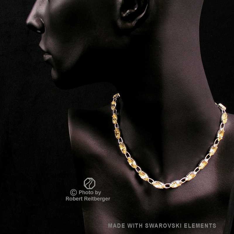 Navette Kette mit Swarovski Kristall: Narzisse Gelb