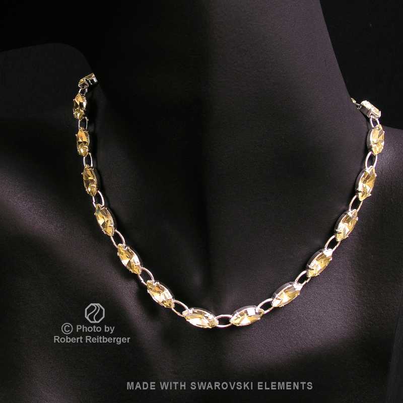 Navette Kette mit Swarovski Kristall: Narzisse Gelb