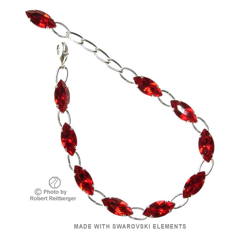 Armband mit Navette Swarovski Kristall, Farbe: Siam, Hell Rot