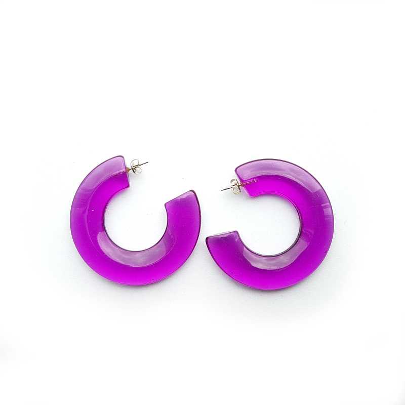 80er Modeschmuck Violett Plexi Creolen