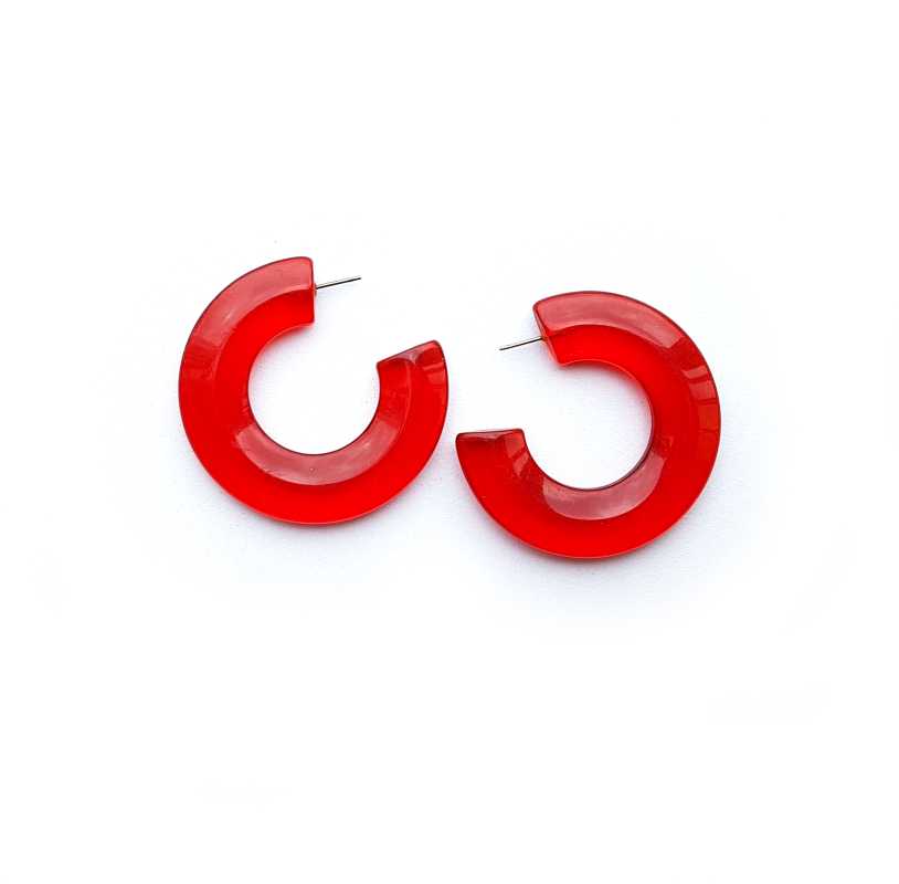 80er Modeschmuck  Plexi Creolen Rot