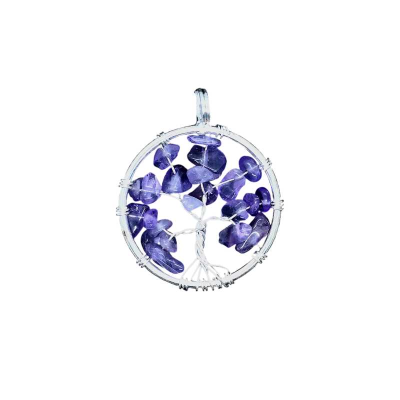 Modeschmuckanhänger mit Schutzsymbol Lebensbaum und Amethyst