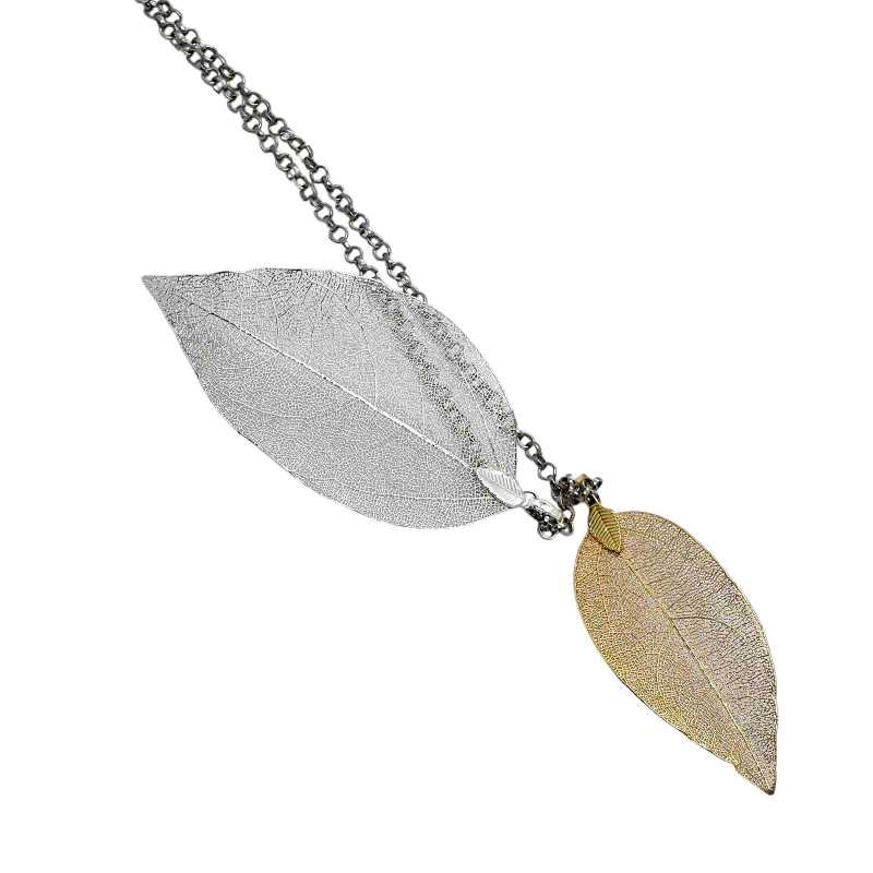 Silber- und Goldfarbige Blatt Kette aus einem echten Blatt