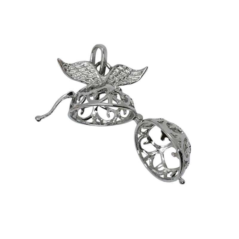 Silberfarbiger Anhänger mit Flügeln zum Steine auswechseln
