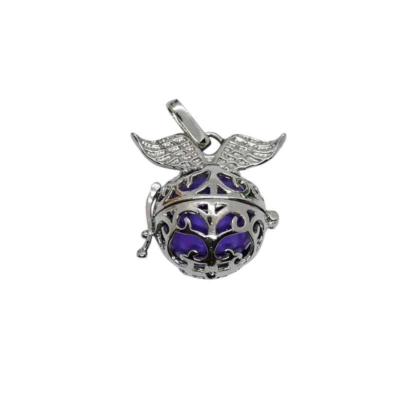 Silberfarbiger Anhänger mit Flügeln zum Steine auswechseln