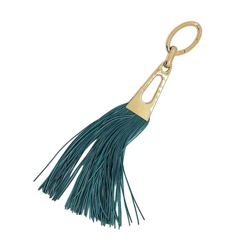 Taschenanhänger in Gold Ton und Leder - Grün