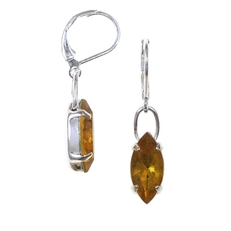 Ohrhänger mit Navette Swarovski Kristallen Farbe: Topas Braun