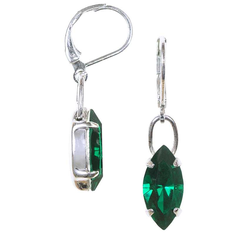 Ohrhänger mit Navette Swarovski Kristallen Farbe Smaragd grün