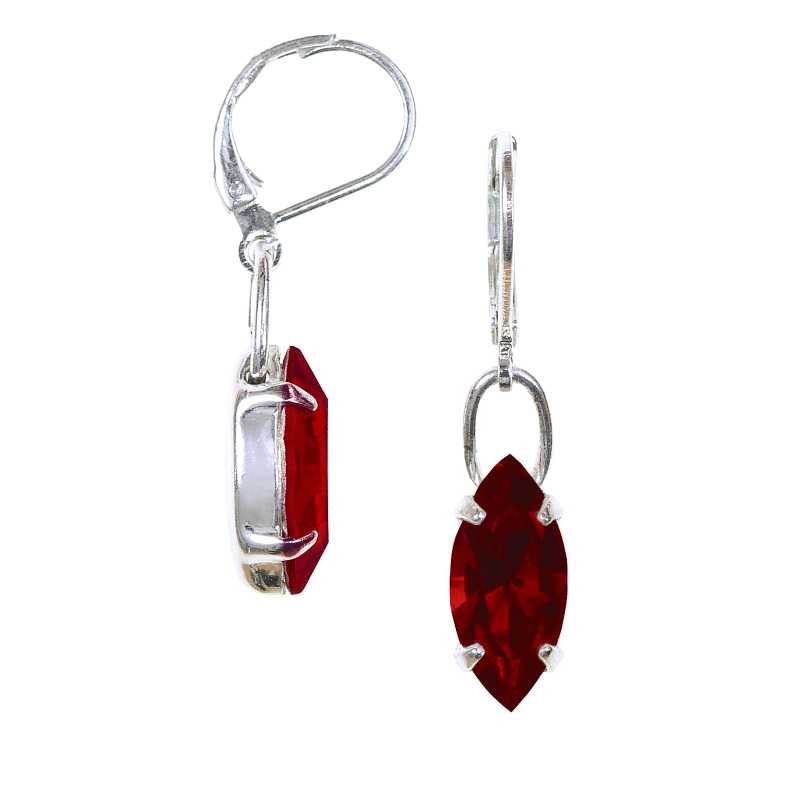 Ohrhänger mit Navette Swarovski Kristallen Farbe: Siam Rot