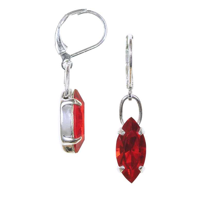 Ohrhänger mit Navette Swarovski Kristallen Farbe: Siam Hell Rot