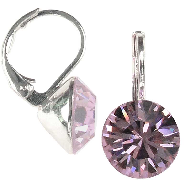 8mm Ohrringe mit Swarovski Kristall in der Farbe Amethyst Hell Violett