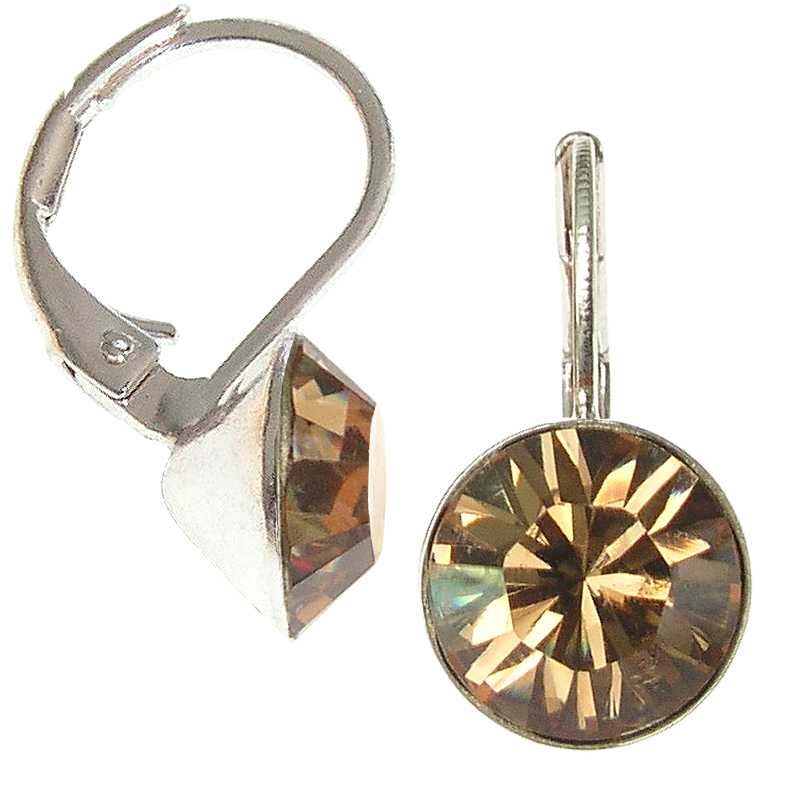 8mm Ohrringe mit Swarovski Kristall in der Farbe Colorado Topas Braun