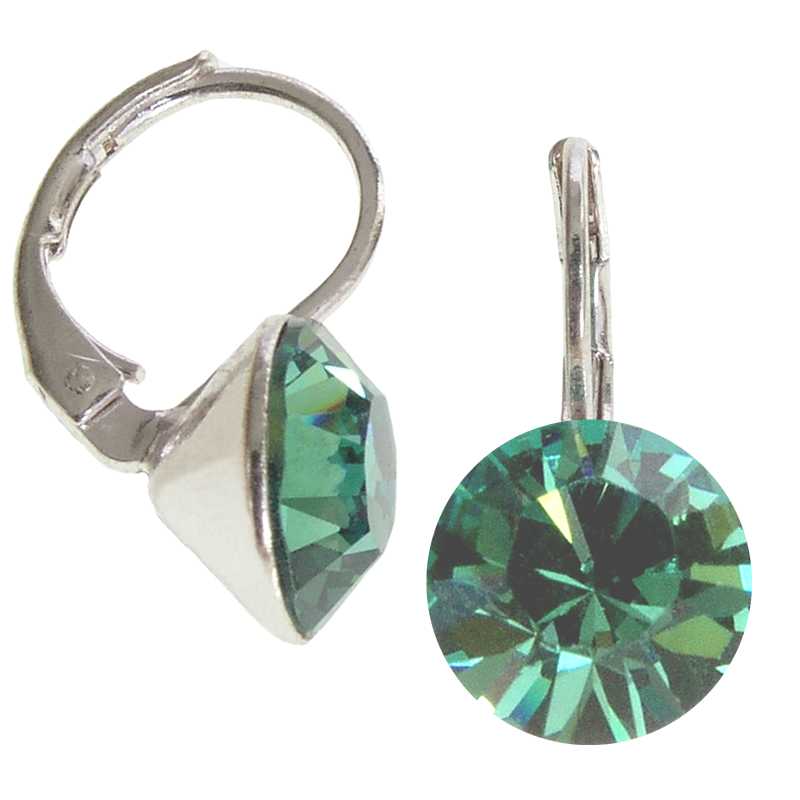 8mm Ohrringe mit Swarovski Kristall in der Farbe Erinit Grün