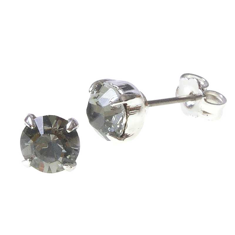 Stecker mit Swarovski Kristall Farbe: Schwarzer Diamant, Grau