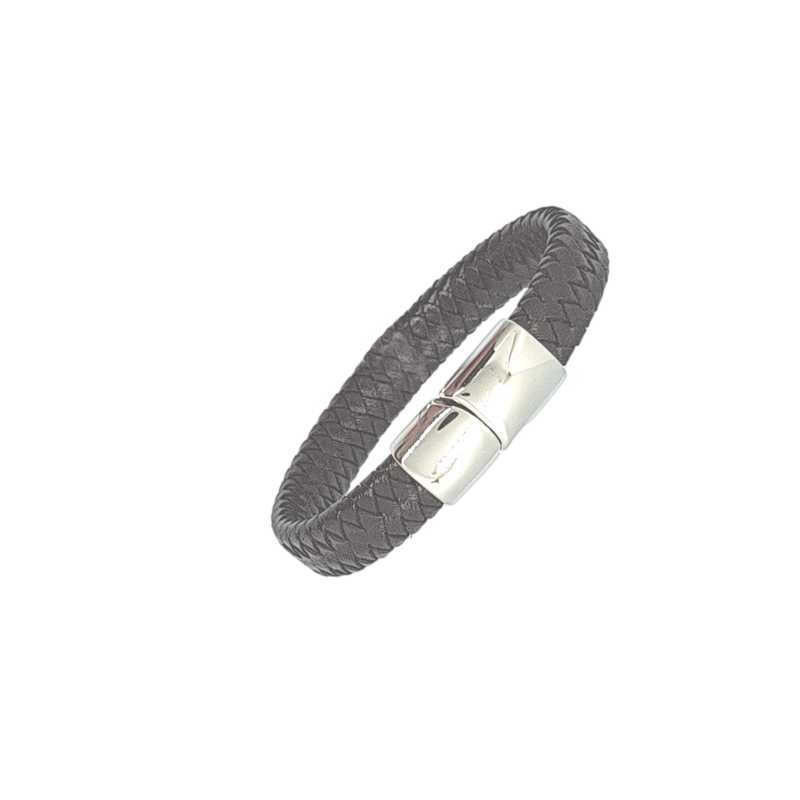 Geflochtenes Leder Metall Armband Dunkel Braunzitton